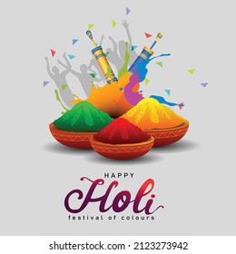 happy Holi, poster, banner, template. stylish letter with Holi elements. vector illustration design.