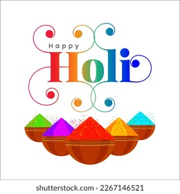 Happy Holi, poster, banner, template. stylish letter with Holi elements. vector illustration design.