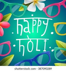 Happy Holi poster of indian color festival, can be use party invitation, vector illustration.