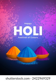 Happy Holi poster. Indian Festival of Colors. Holi celebration background design. Vector illustration