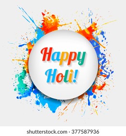 Happy Holi! Rainbow splash paint background