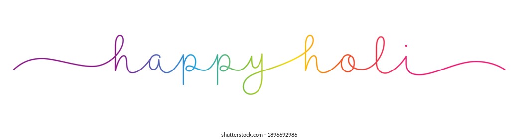 HAPPY HOLI rainbow-colored vector brush calligraphy banner