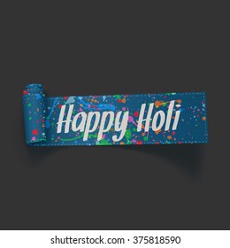 Happy Holi realistic blue scroll textile Ribbon