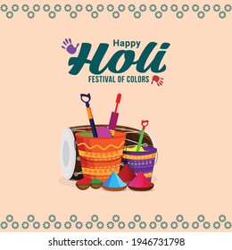 Feliz holi elementos realistas con cuenco de colores 