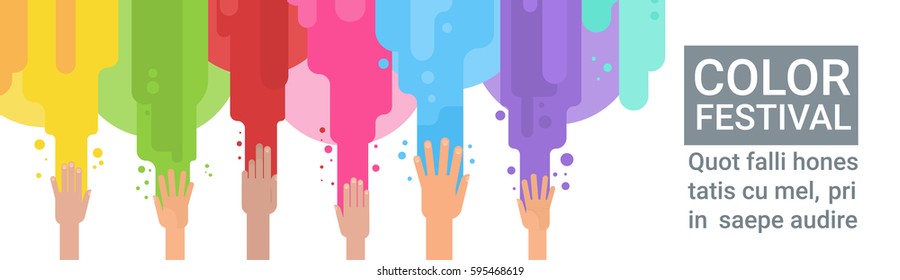 Happy Holi Religious India Holiday Traditional Celebration Greeting Cart Flat Vector Illustration
