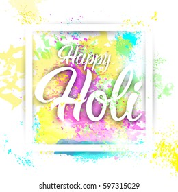Happy Holi Religious India Holiday Traditional Celebration Greeting Card Flat Vector Illustration: stockvector