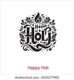 Happy Holi set of handwritten phrases. Hand lettering, modern brush ink calligraphy isolated on white background. Indian festival of colors theme. Vector illustration