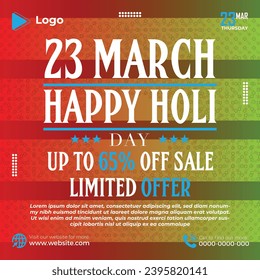 Happy holi social media facebook post design | indian Holi festival post | color festival design | promotion colod splash indian holi concept design template, holi party festival culture day template