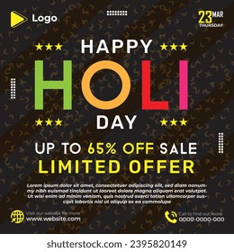 Happy holi social media facebook post design | indian Holi festival post | color festival design | promotion colod splash indian holi concept design template, holi party festival culture day template