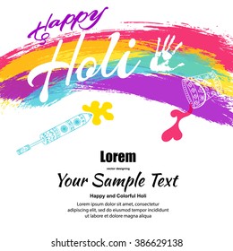 Happy Holi, a spring festival of colors, vector illustration