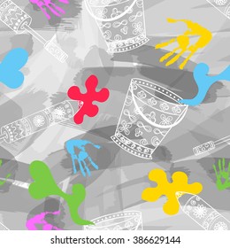 Happy Holi, a spring festival of colors, seamless background, vector illustration