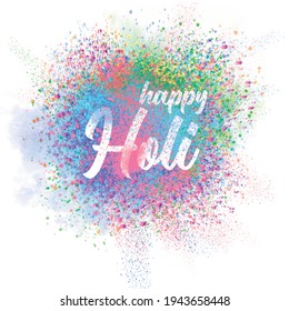 Happy Holi stylish designer text in colorful powdered smoke background