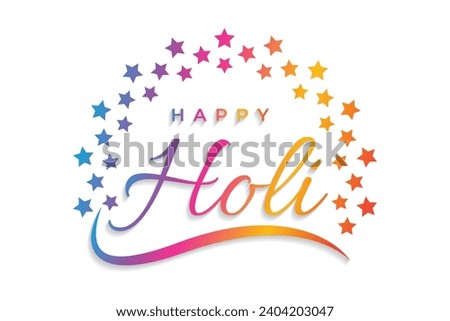 Happy holi text with colorful paint splash dust and spray