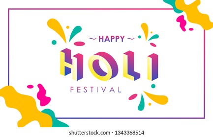 Happy holi text with isometric design and trendy colors for festival banner designs, digital banners and greeting cards. - Vector
