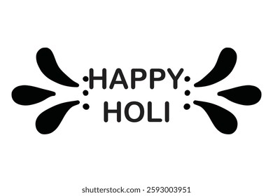 happy Holi text lettering writing icon. vector illustration.