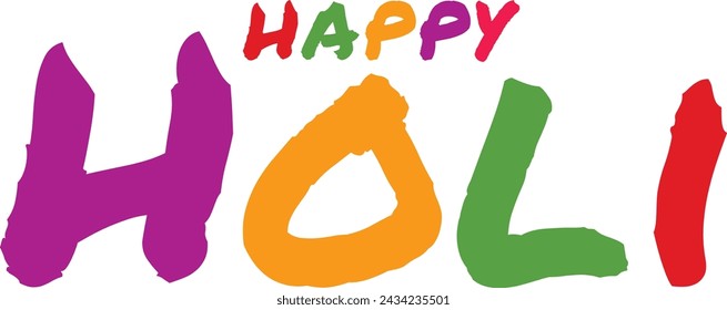 Feliz Holi texto. Vector de diseño de letras de texto Happy Holi. Feliz Holi escritura simple, caligrafía, cursiva, arte de diseño de texto escrito a mano.