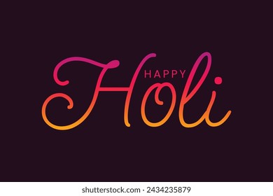Feliz Holi texto. Vector de diseño de letras de texto Happy Holi. Feliz Holi escritura simple, caligrafía, cursiva, arte de diseño de texto escrito a mano.