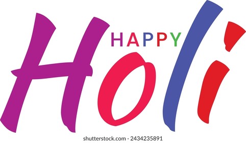 Happy Holi text. Happy Holi text letters design vector. Happy Holi simple script, calligraphy, cursive, Handwritten text design art. Happy Holi festival vector.