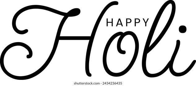 Happy Holi text. Happy Holi text letters design vector. Happy Holi simple script, calligraphy, cursive, Handwritten text design art. Happy Holi festival vector.