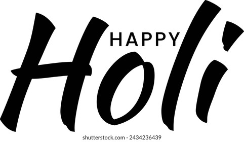 Happy Holi text. Happy Holi text letters design vector. Happy Holi simple script, calligraphy, cursive, Handwritten text design art. Happy Holi festival vector.