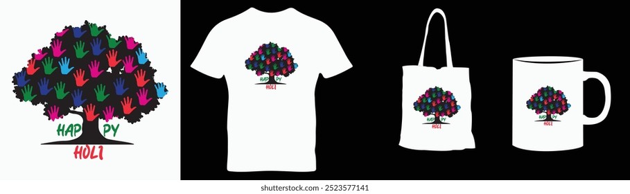 Happy Holi t-shirt. Happy Holi festival colorful Design, Holiday Typography t-shirt design.
Colorful- Holi T-shirt for men, women printed Round Neck T-shirt. Holi shirt.
