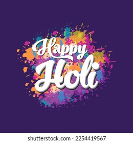Happy holi typography colorful text greeting design for holi t shirt, holi card, holi poster design.
