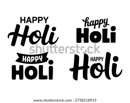 Happy Holi Typography Text modern and calligraphy isolated on white background. Vector illustration for card, poster