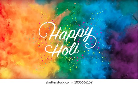 Happy Holi vector banner design, eps 10 file. Colorful background with text. 