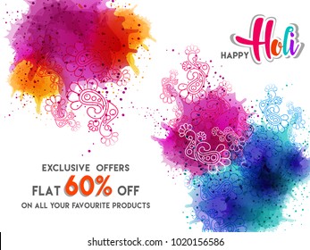 Happy holi vector elements for card design, Holi background design for flyer.