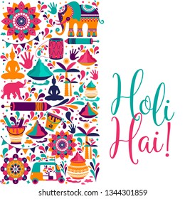 Happy holi vector elements for card design , Happy holi design with colorful icon.