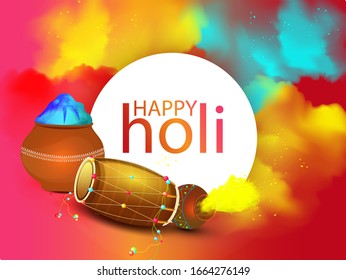 Happy holi vector elements for card design.