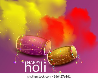 Happy holi vector elements for card design.