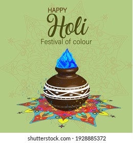 Happy Holi vector elements for card design. illustration of abstract colorful Happy Holi background for color festival. use mandala design.	