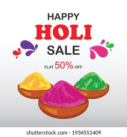 Happy holi vector elements for card design for Festival of Colors celebration with message in Hindi Holi Hain meaning Its Holi