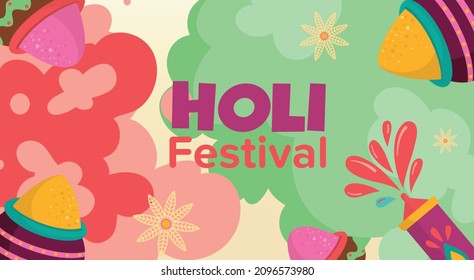 Happy holi vector flat greeting card. Happy holi hindu indian festival background vector