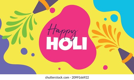 Happy holi vector flat greeting card. Happy holi hindu indian festival background vector