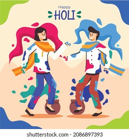 Holi feliz en ilustración vectorial