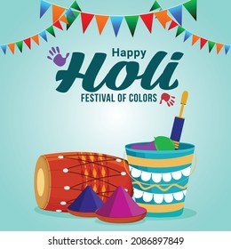 Holi feliz en ilustración vectorial