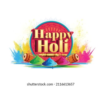 Happy Holi, Vector Illustration Of Abstract Colorful Background