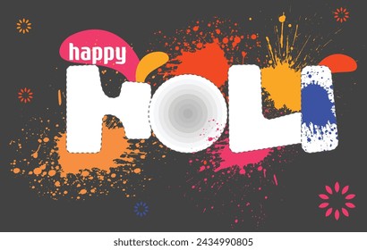Happy holi vector illustration with colorful background