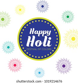 Happy Holi vector illustration for indian festival of colors with traditional and festive elements. Can be used for posters, banners, brochures, and print designs.