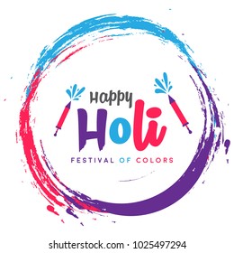 Happy Holi vector illustration for indian festival of colors with traditional and festive elements. Typography, Colorful logo. Can be used for posters, banners, brochures, and print designs.