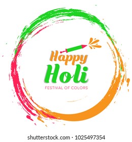 Happy Holi vector illustration for indian festival of colors with traditional and festive elements. Typography, Colorful logo. Can be used for posters, banners, brochures, and print designs.