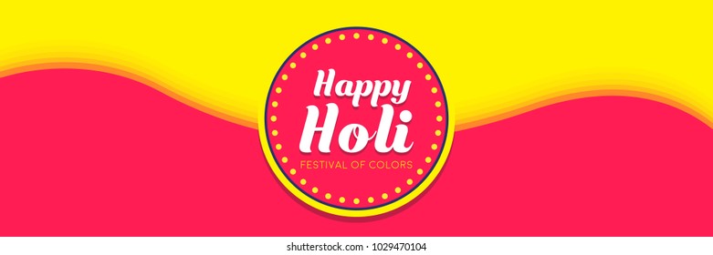 Happy Holi vector illustration for indian festival of colors with traditional and festive elements. Can be used for posters, banners, brochures, and print designs. Color splashes and color pots. 