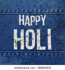 Happy Holi vector paper Text with color Stains