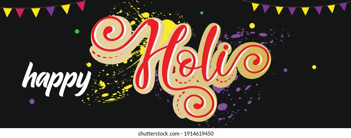 Happy Holi. Website Header Design For Traditional Hindu Festival Celebration In India. Holi 2021 Vector Illustration On Colourful Background.