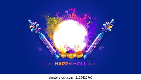 Happy Holi Wishing card design for festival of colors celebration