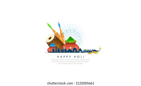HAPPY HOLI-ABSTRACT ILLUSTRATION OF HOLI. 