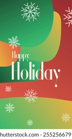 happy holiday in abstract christmas style backgound and snow flake for end year and new year holiday greeting card. vertical banners and wallpaper for social media stories teplate vector illustration