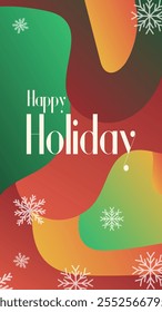 happy holiday in abstract christmas style backgound and snow flake for end year and new year holiday greeting card. vertical banners and wallpaper for social media stories teplate vector illustration